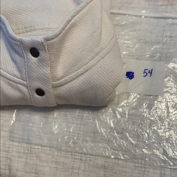 American Eagle Oatmeal Beige Long Sleeve 1/4 Button Front Cropped Sweater Large - Picture 7 of 7